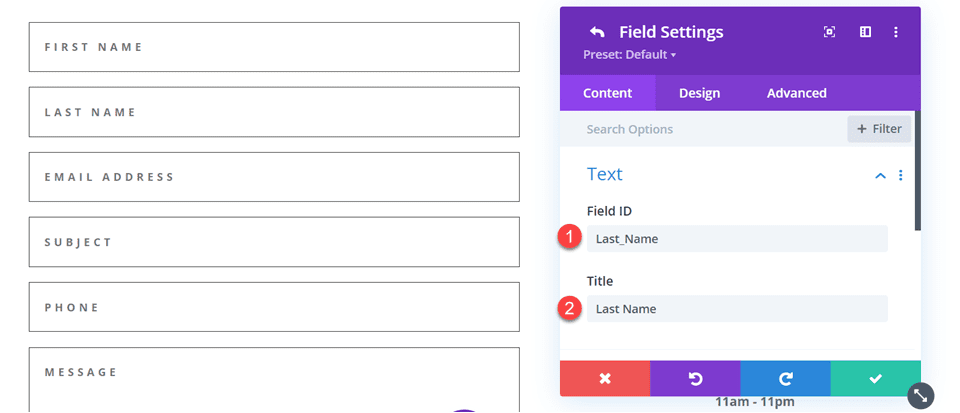 Divi Contact Form Layouts With Inline and Fullwidth Fields Layout 4 Last Name Field
