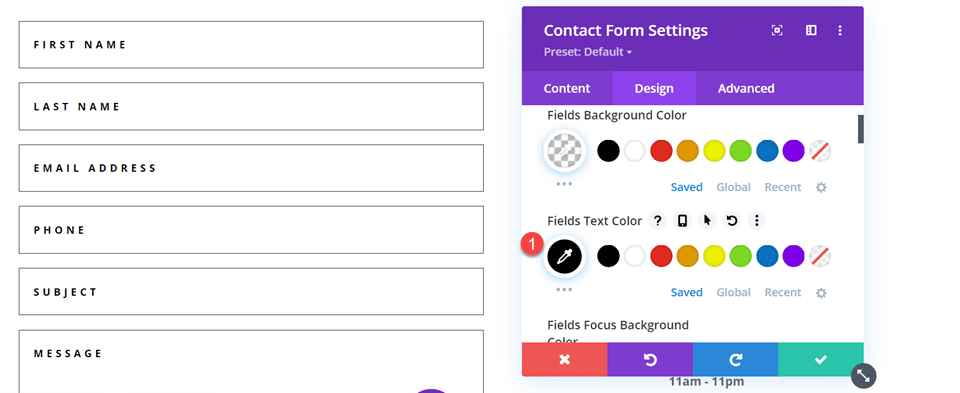 Divi Contact Form Layouts With Inline and Fullwidth Fields Layout 4 Text Color