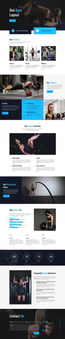 Divi Product Highlight Homepage 25 Divi Layout Pack Gym