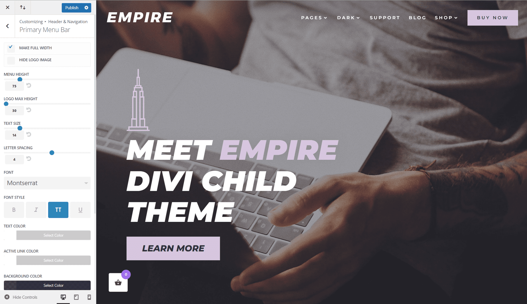 Empire Divi Child Theme Header
