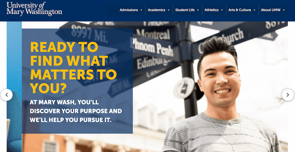 University of Mary Washington Multisite homepage