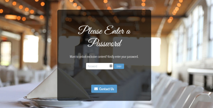 Custom password protected page preview