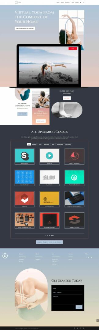 The Divi Online Yoga Instructor Layout with the Filterable Portfolio Module