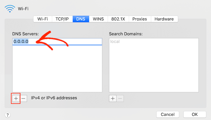 Switching the DNS server settings