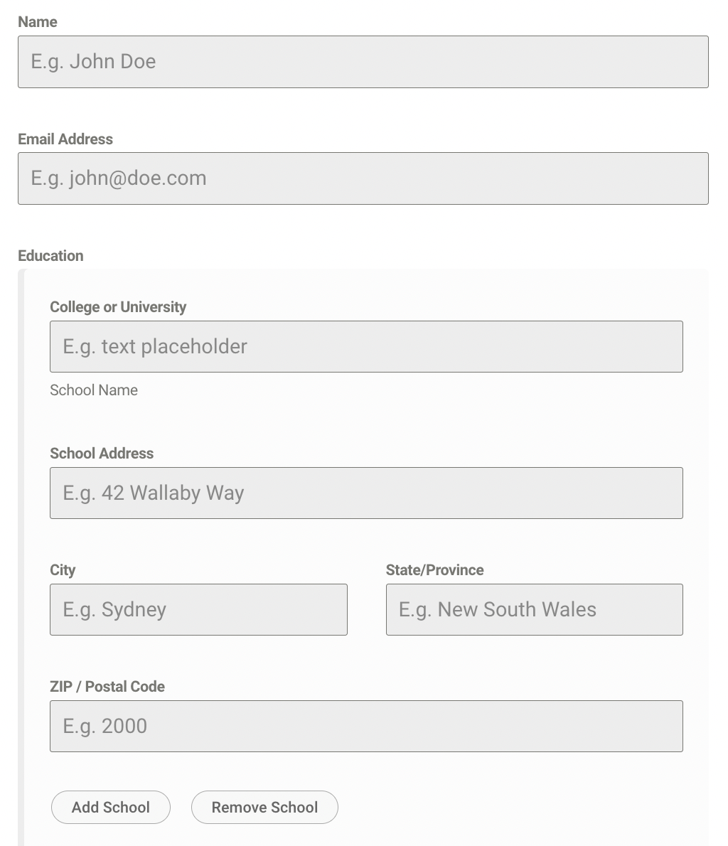 Education form example.