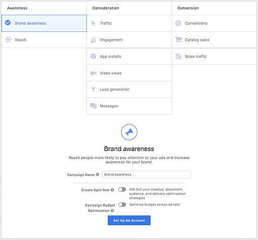 facebook ad campaign objective