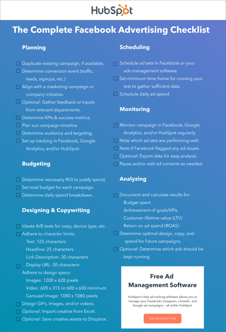 facebook advertising checklist