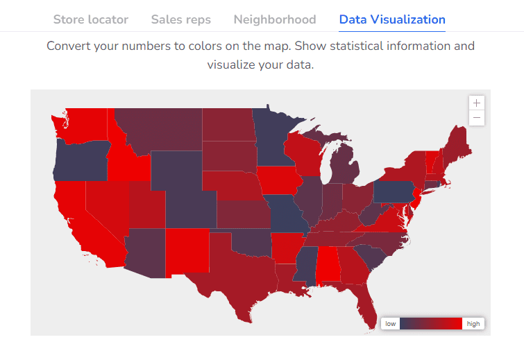 Data visualization map with MapSVG