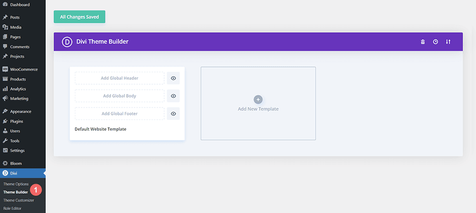 Navigating to the Divi Theme Builder