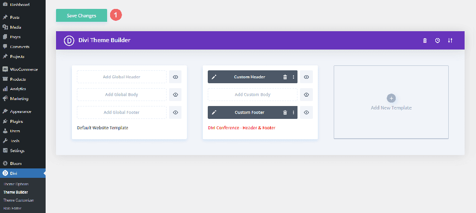 Saving changes with newly imported Header and Footer Layout