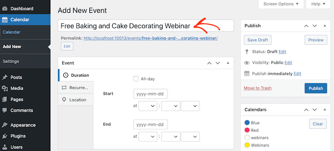 How to add events to an online calendar