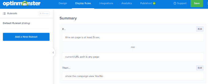 Summary of display rules