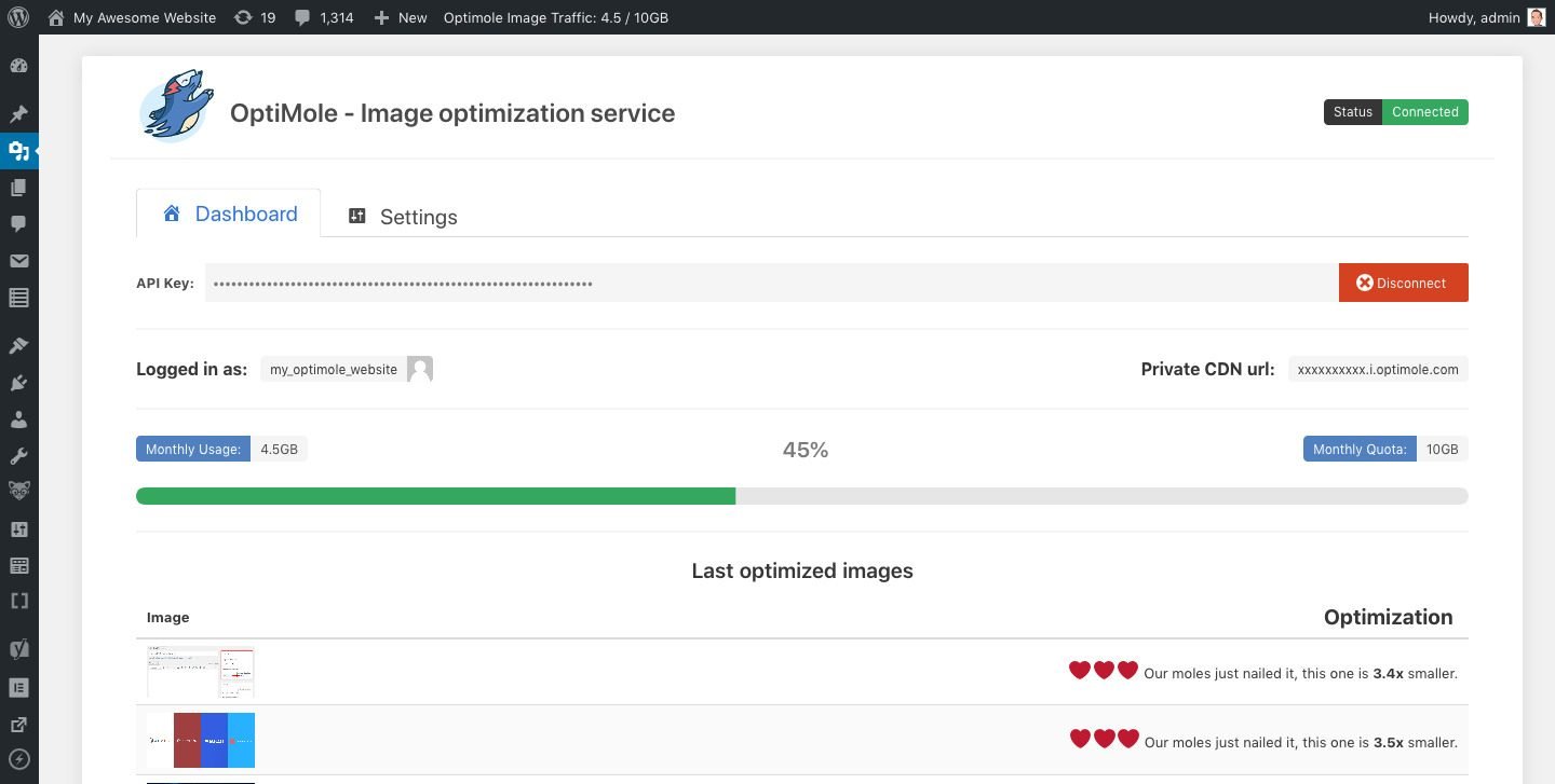 website plugin example, Optimole: Image Optimization Plugin