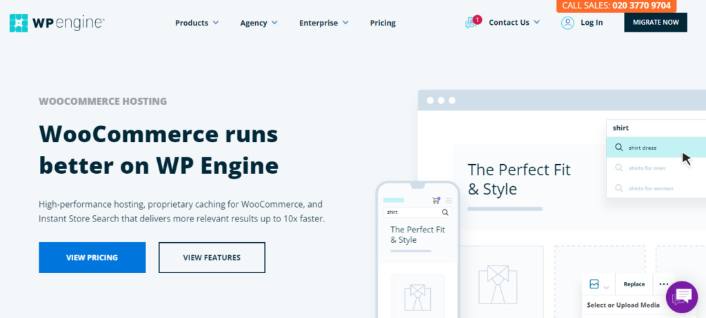 WP Engine's WooCommerce hosting plan