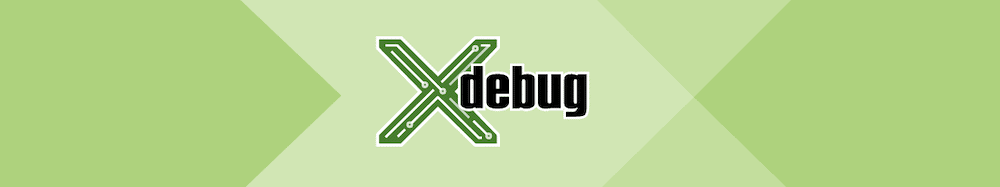 A green layered background showing the Xdebug logo, complete with a green 'X'.