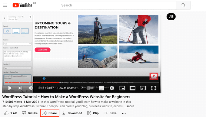 Embedding a YouTube video in your WordPress website