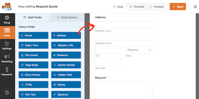 Adding fields to a ready-made from template