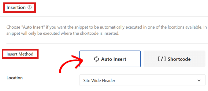 Choose Auto Insert as insert method