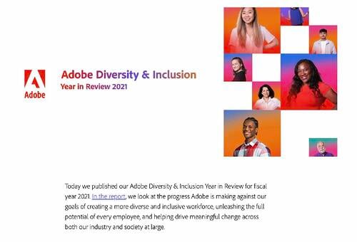 Blog ideas, diversity and inclusion report form Adobe