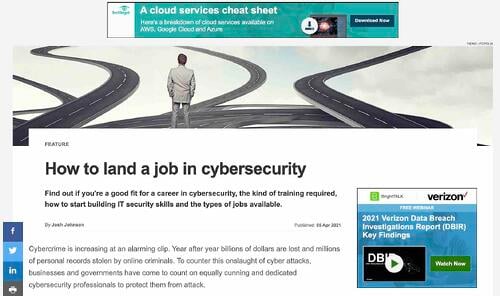 unique blog ideas, TechTarget article on how to get a job in cybersecurity