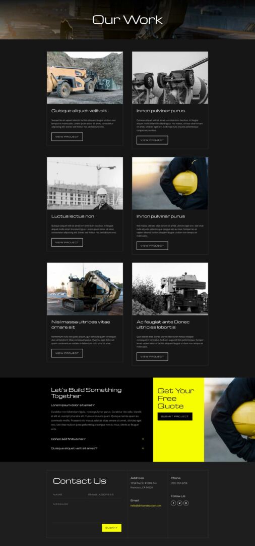 Construction Layout Pack for Divi
