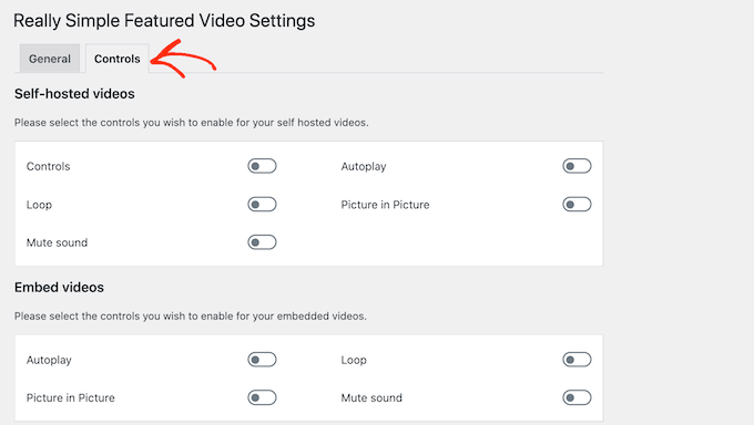 Changing the featured video thumbnail settings