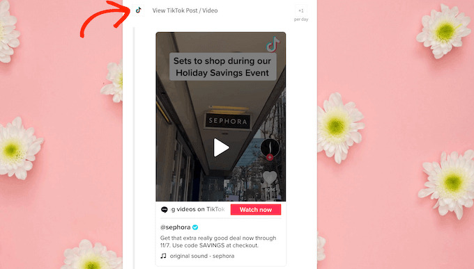 Embedding a TikTok video in WordPress