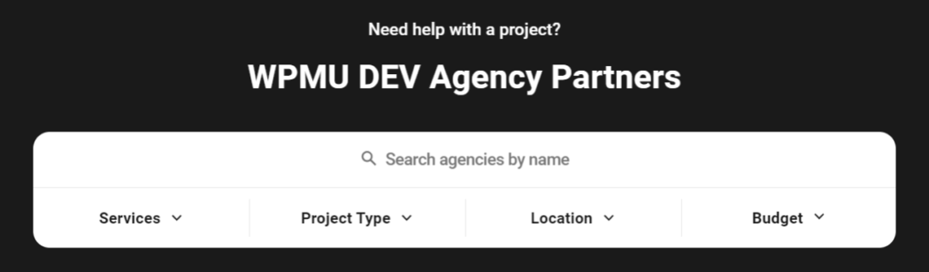 agency partner search and filters