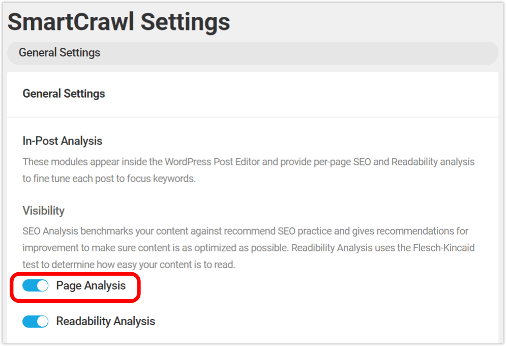 keyword analysis in settings