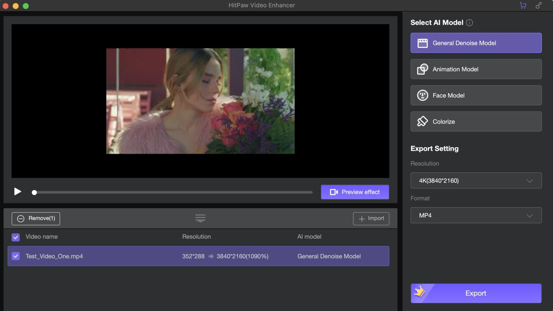 hitpaw video enhancer preview