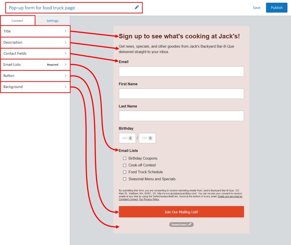 Build Constant Contact Opt-in Form