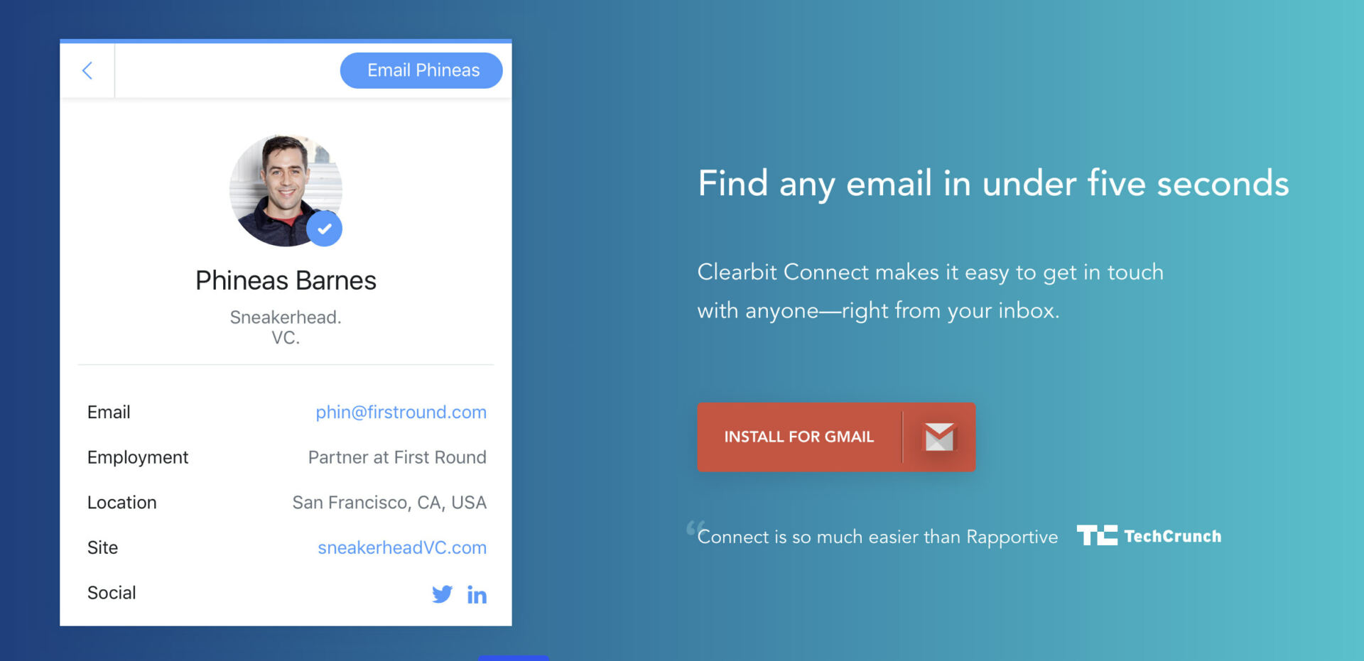 Clearbit-Connect email finder