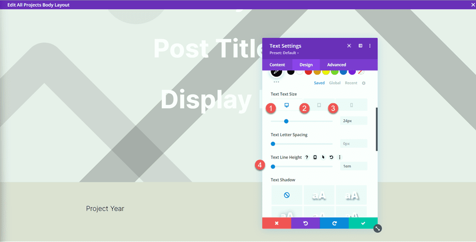 Divi Matching Portfolio and Projects Year Text Size