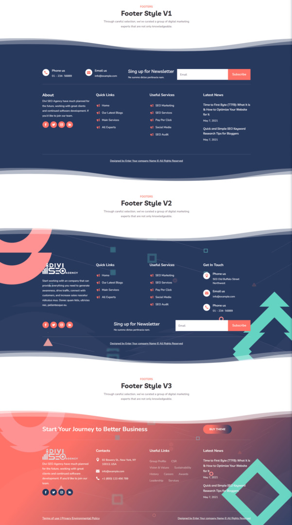 Divi SEO Agency Theme Divi Child Theme Overview Footer