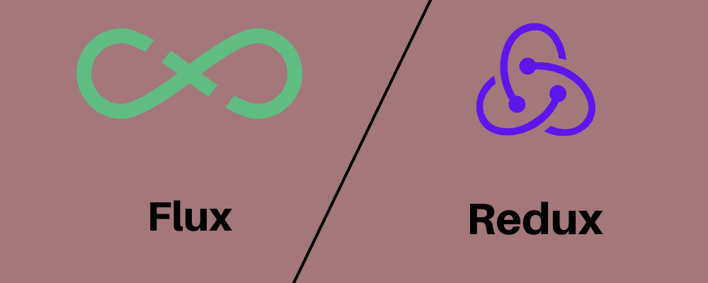 Showing Flux logo on the left and Redux logo on the right