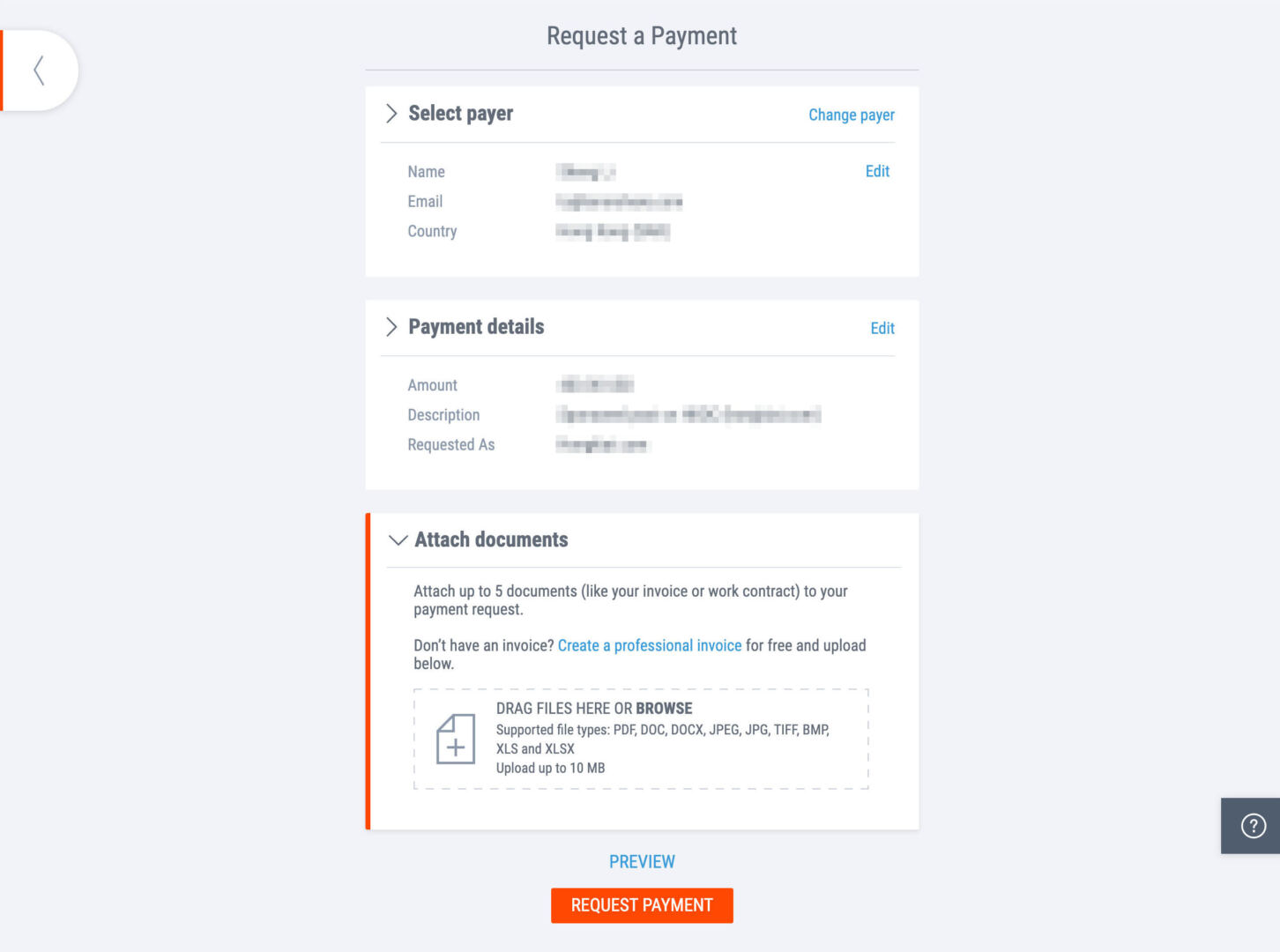 attach documents invoice