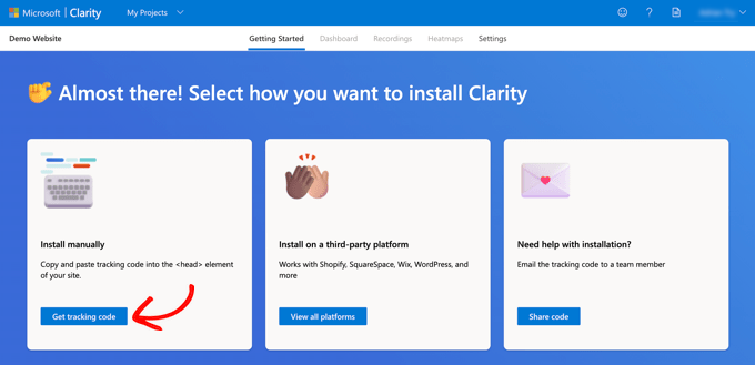 Install Clarity Using a Tracking Code