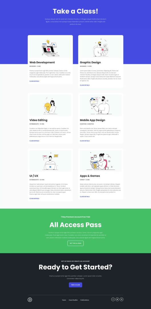 Learning Management System Layout Pack for Divi