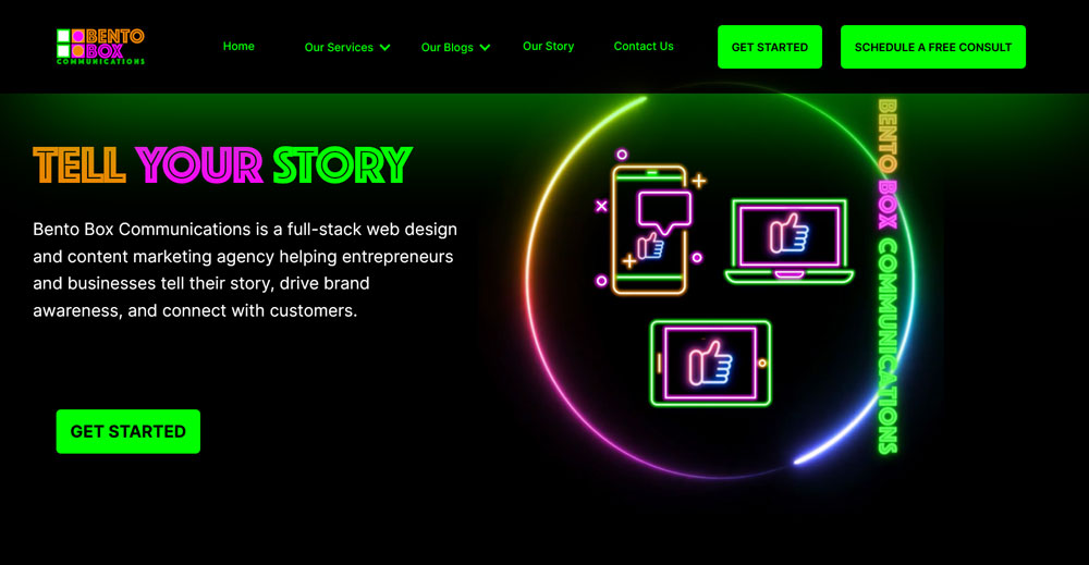 neon colors in web design example