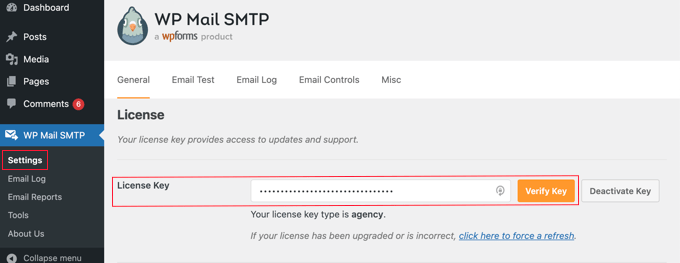 WP Mail SMTP license