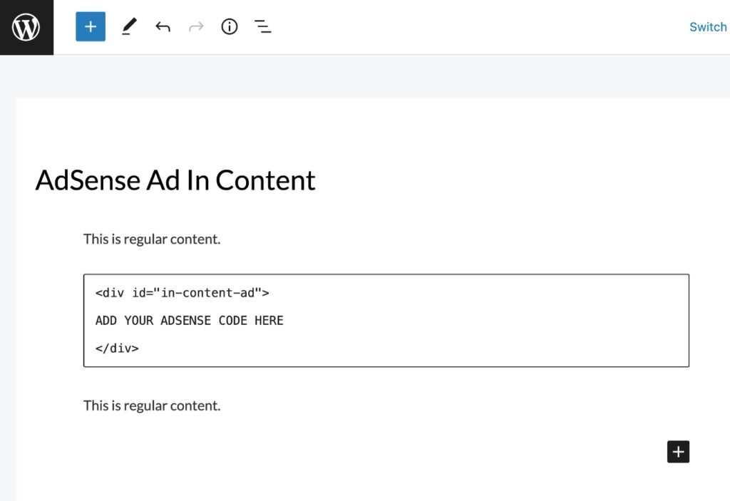 Wrap the AdSense ad code in a div.