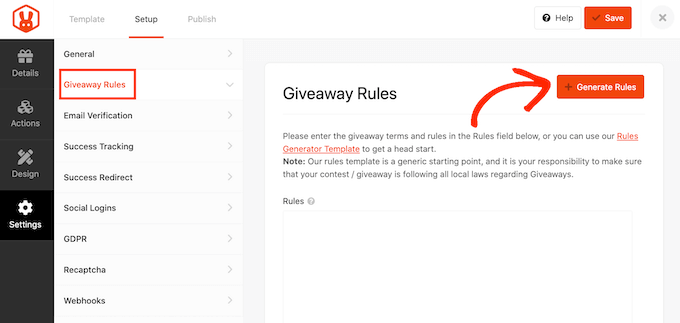 Setting the rules for your Facebook giveaway