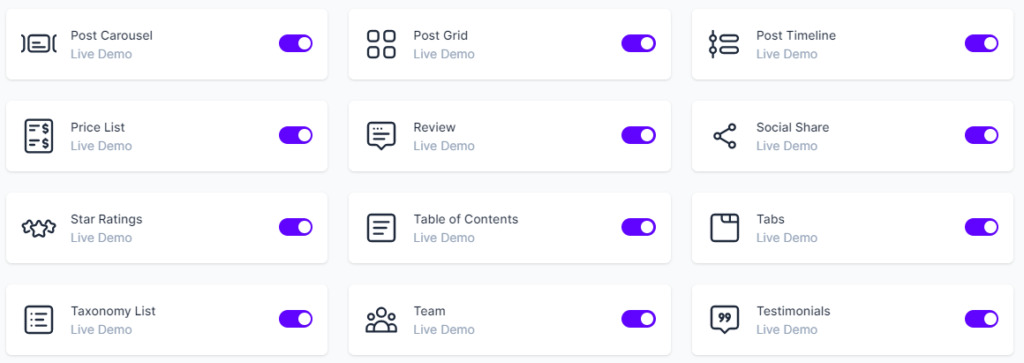 The list of blocks added by Spectra