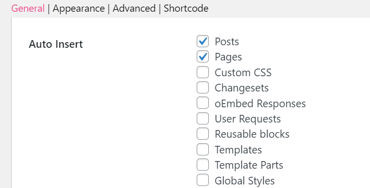 The auto insert option in Easy Table of Contents settings