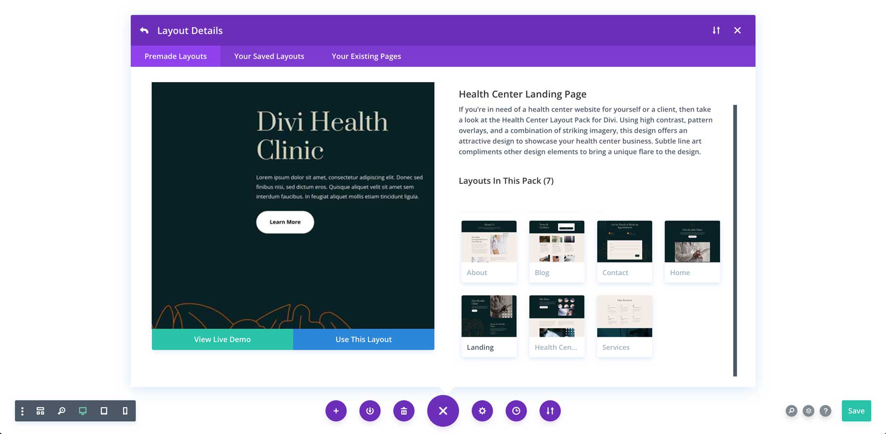 Health Center Layout Pack for Divi