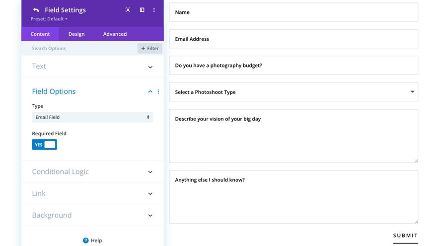 Divi Email Field