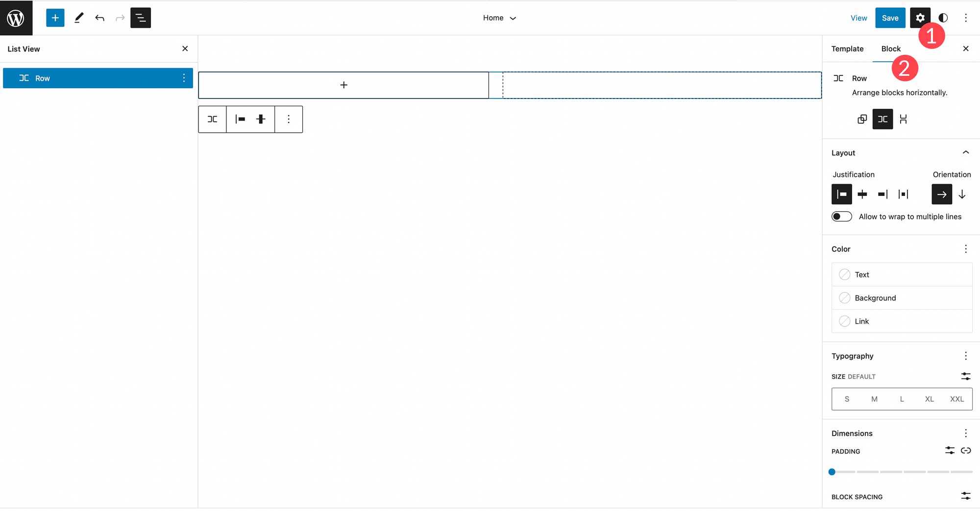 access row additional settings