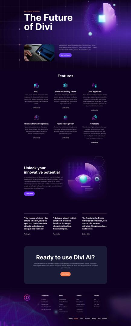 AI Software Layout Pack for Divi