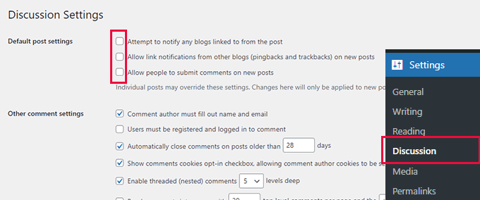 Disable comments