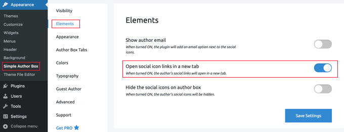 Open Simple Author Box Icons in a New Tab